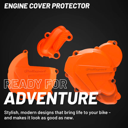 Polisport Clutch and Ignition Cover Protector Kit (Orange) - Compatible with KTM EXC/XC-W 250/300 (2017-2022)