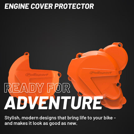 Polisport Clutch and Ignition Cover Protector Kit (Orange) - Compatible with KTM EXC/XC-W 250/300 (2017-2022)