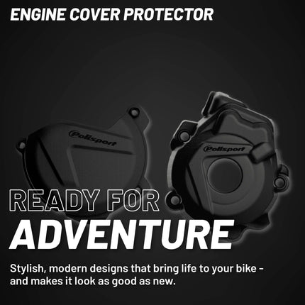 Polisport Clutch and Ignition Cover Protector Kit (Black) - Compatible with KTM XC-F/SX-F 250/300 (2009-2016) & Husqvarna FC 250/350 (2014-2015)