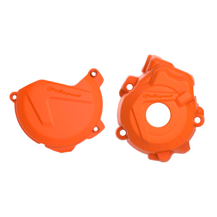 Polisport Clutch and Ignition Cover Protector Kit (Orange) - Compatible with KTM XC-F/SX-F 250/350 (2009-2016)
