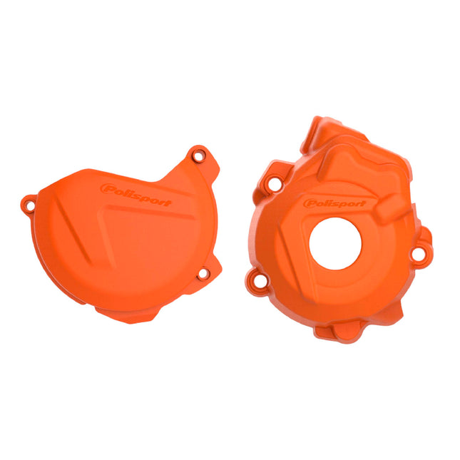 Polisport Clutch and Ignition Cover Protector Kit (Orange) - Compatible with KTM XC-F/SX-F 250/350 (2009-2016)