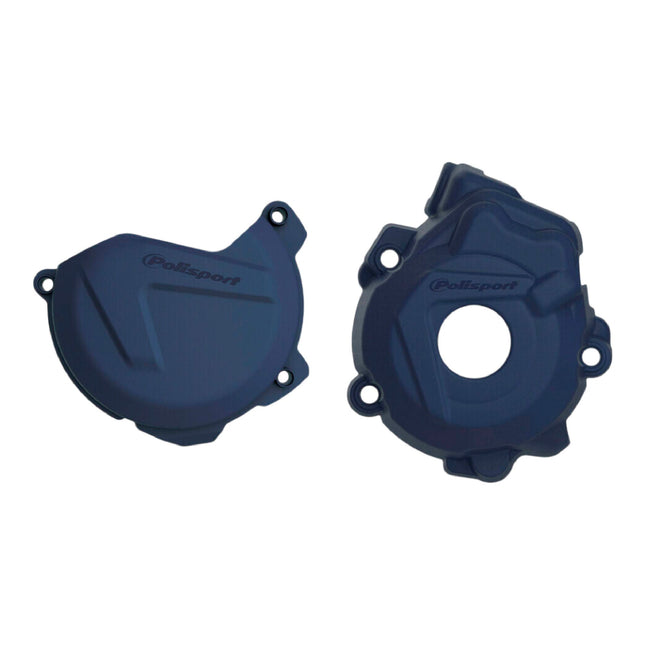 Polisport Clutch and Ignition Cover Protector Kit (Blue) - Compatible with KTM SX-F/XC-F 250/350 & Husquvarna FC (13-15)