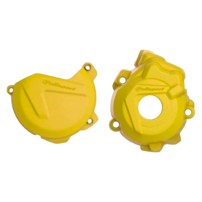 Polisport Clutch and Ignition Cover Protector Kit (Yellow) - Compatible with KTM SX-F/XC-F 250/350 & Husquvarna FC (13-15)