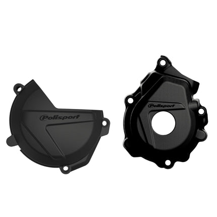 Polisport Clutch and Ignition Cover Protector Kit (Black) - Compatible with KTM XC-F/SX 250/350 (2016-2022)