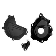 Polisport Clutch and Ignition Cover Protector Kit (Black) - Compatible with KTM XC-F/SX 250/350 2016-2022