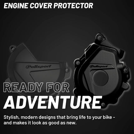 Polisport Clutch and Ignition Cover Protector Kit (Black) - Compatible with KTM XC-F/SX 250/350 (2016-2022)
