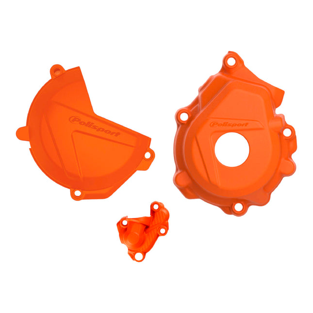 Polisport Clutch and Ignition Cover Protector Kit (Orange) - Compatible with KTM XC-F/SX 250/350 (2016-2022)