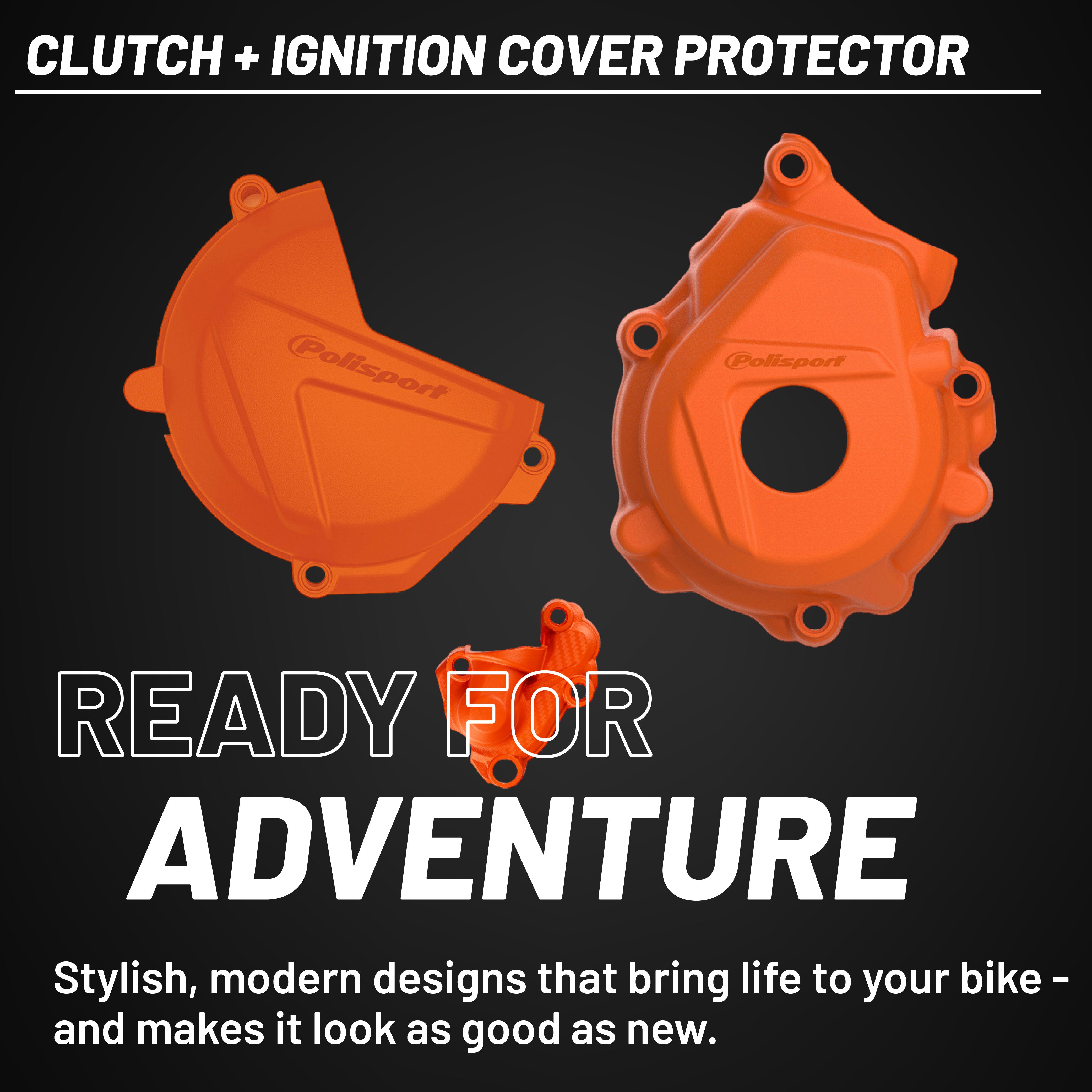 Polisport Clutch and Ignition Cover Protector Kit (Orange) - Compatible with KTM