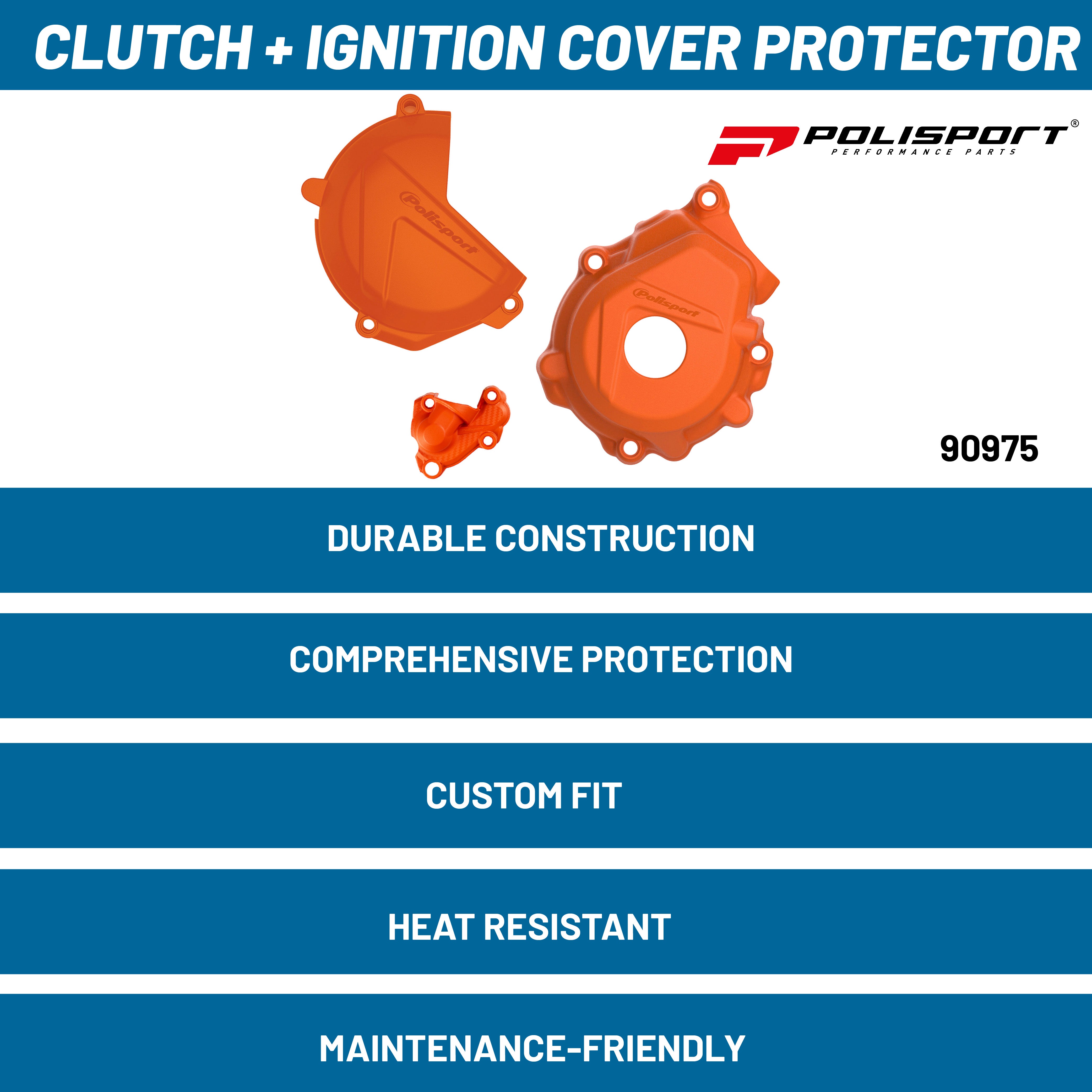 Polisport Clutch and Ignition Cover Protector Kit (Orange) - Compatible with KTM