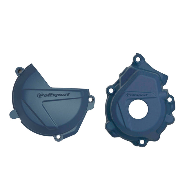 Polisport Clutch and Ignition Cover Protector Kit (Blue) - Compatible with Husqvarna FC250/350 (2016-2022)