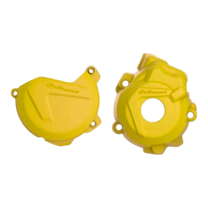 Polisport Clutch and Ignition Cover Protector Kit (Yellow) - Compatible with KTM SX-F/XC-F 250/350 & Husquvarna FC (16-25)