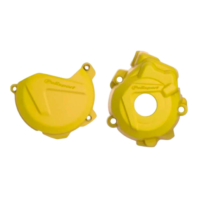 Polisport Clutch and Ignition Cover Protector Kit (Yellow) - Compatible with KTM SX-F/XC-F 250/350 & Husquvarna FC (16-25)