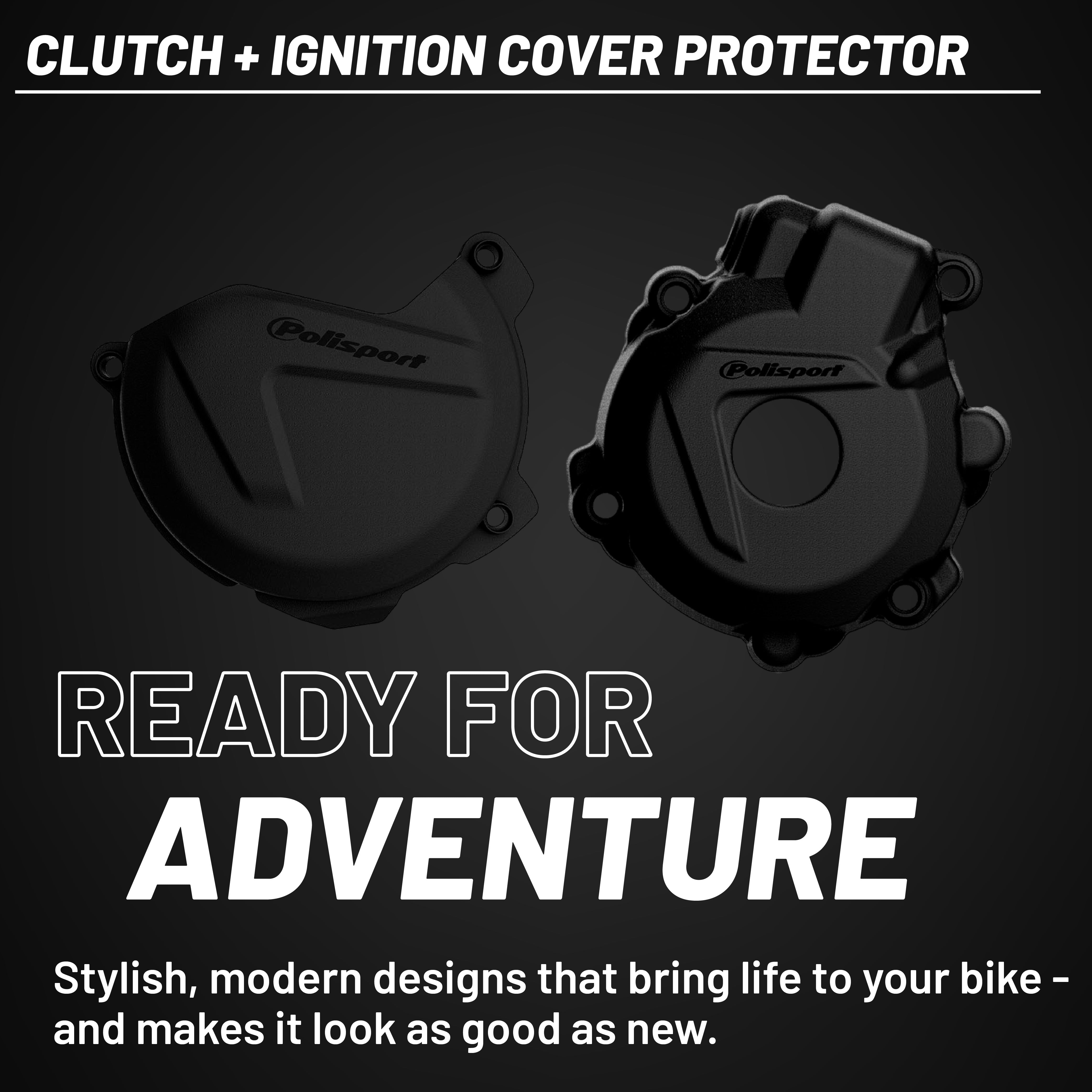 Polisport Clutch and Ignition Cover Protector Kit (Black) - Compatible with KTM and Husqvarna