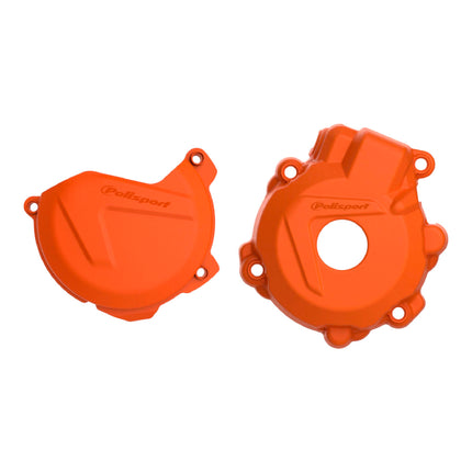 Polisport Clutch and Ignition Cover Protector Kit (Orange) - Compatible with KTM EXC-F 250 (2014-2016)