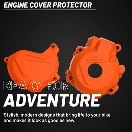 Polisport Clutch and Ignition Cover Protector Kit (Orange) - Compatible with KTM EXC-F 250 (2014-2016)