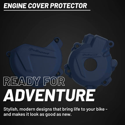 Polisport Motocross Motorcycles (MX) Engine Covers Protector Kit - For Husqvarna FE 250/350 (2014-2016), KTM EXC-F 250 (2014-2016) Dirt Bikes