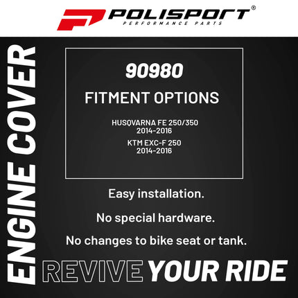 Polisport Motocross Motorcycles (MX) Engine Covers Protector Kit - For Husqvarna FE 250/350 (2014-2016), KTM EXC-F 250 (2014-2016) Dirt Bikes