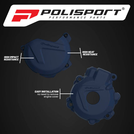 Polisport Motocross Motorcycles (MX) Engine Covers Protector Kit - For Husqvarna FE 250/350 (2014-2016), KTM EXC-F 250 (2014-2016) Dirt Bikes