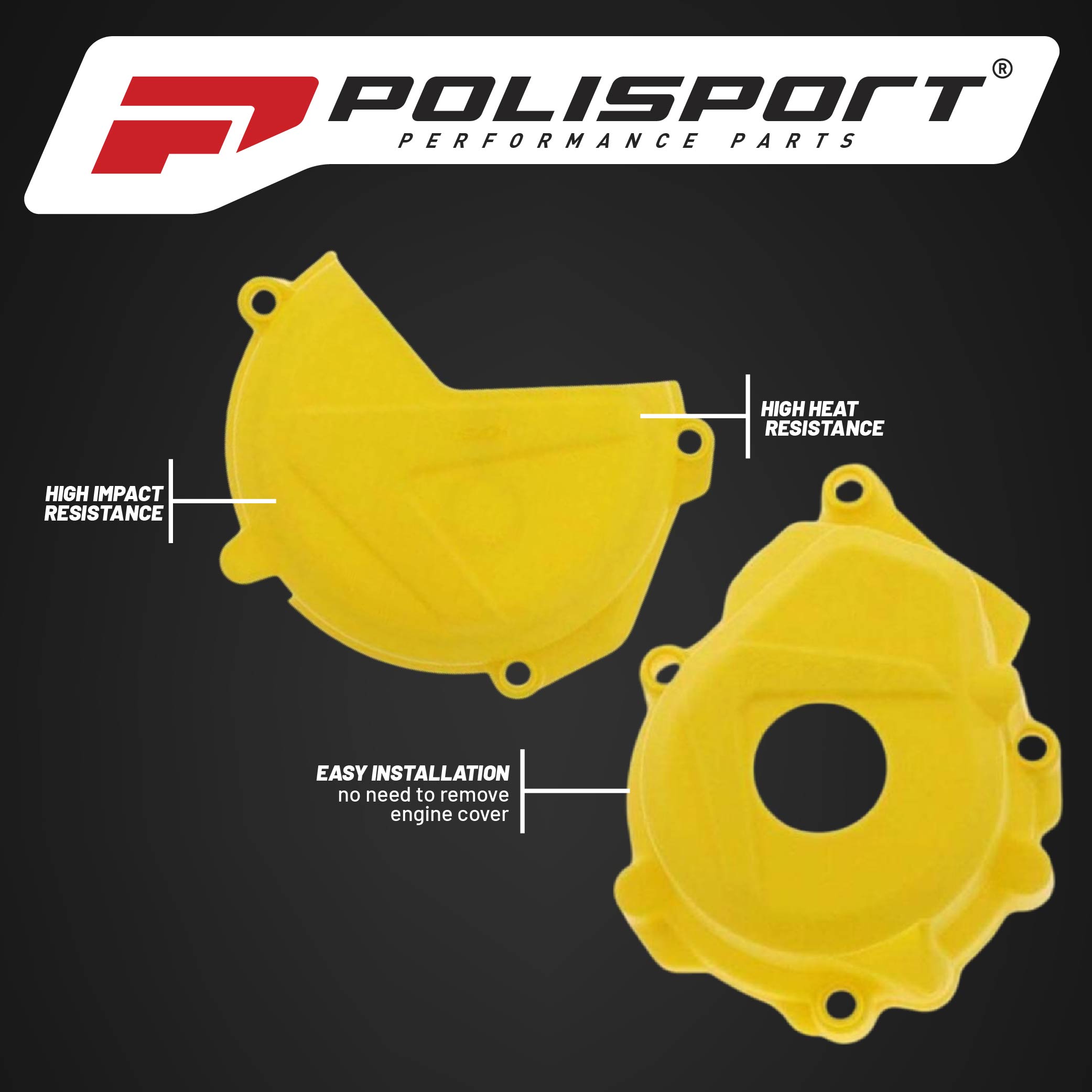 Polisport Clutch and Ignition Cover Protector Kit (Yellow) - Compatible with Husquvarna FE 250/350 & KTM EXC-F250 (2014-2016)