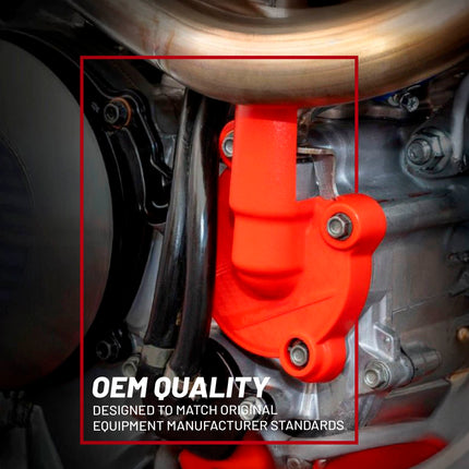 Polisport Motocross Motorcycles (MX) Engine Covers Protector Kit for KTM EXC-F/XCF-W 250/350 (2017-2023) Impact-Resistant PA6 Plastic Guards with Rubber O-Ring for Dirt Bikes - Orange