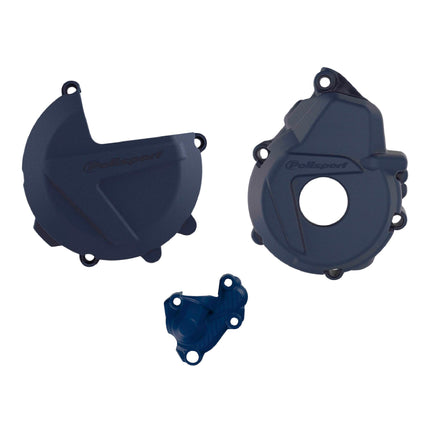 Polisport Clutch and Ignition Cover Protector Kit (Blue) - Compatible with Husqvarna FC 250/350 (2019-2022)