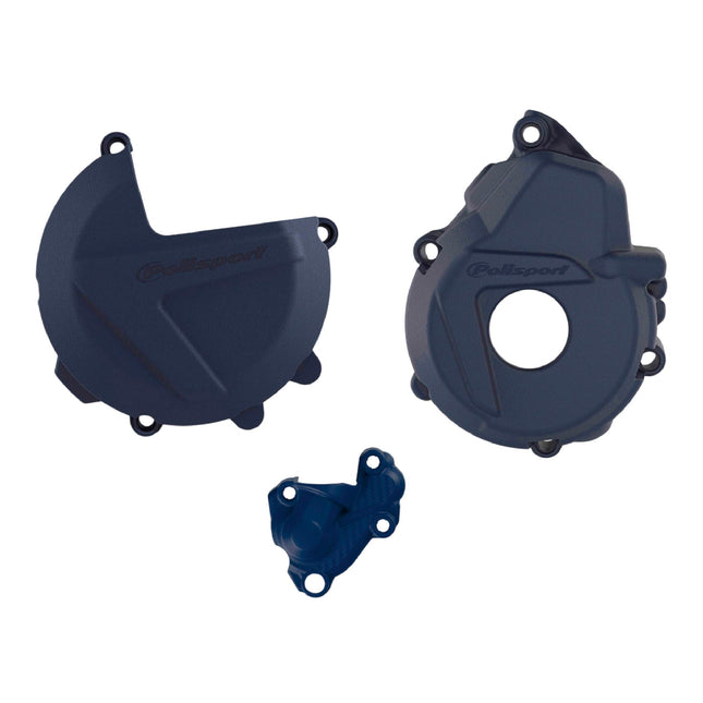Polisport Clutch and Ignition Cover Protector Kit (Blue) - Compatible with Husqvarna FC 250/350 (2019-2022)