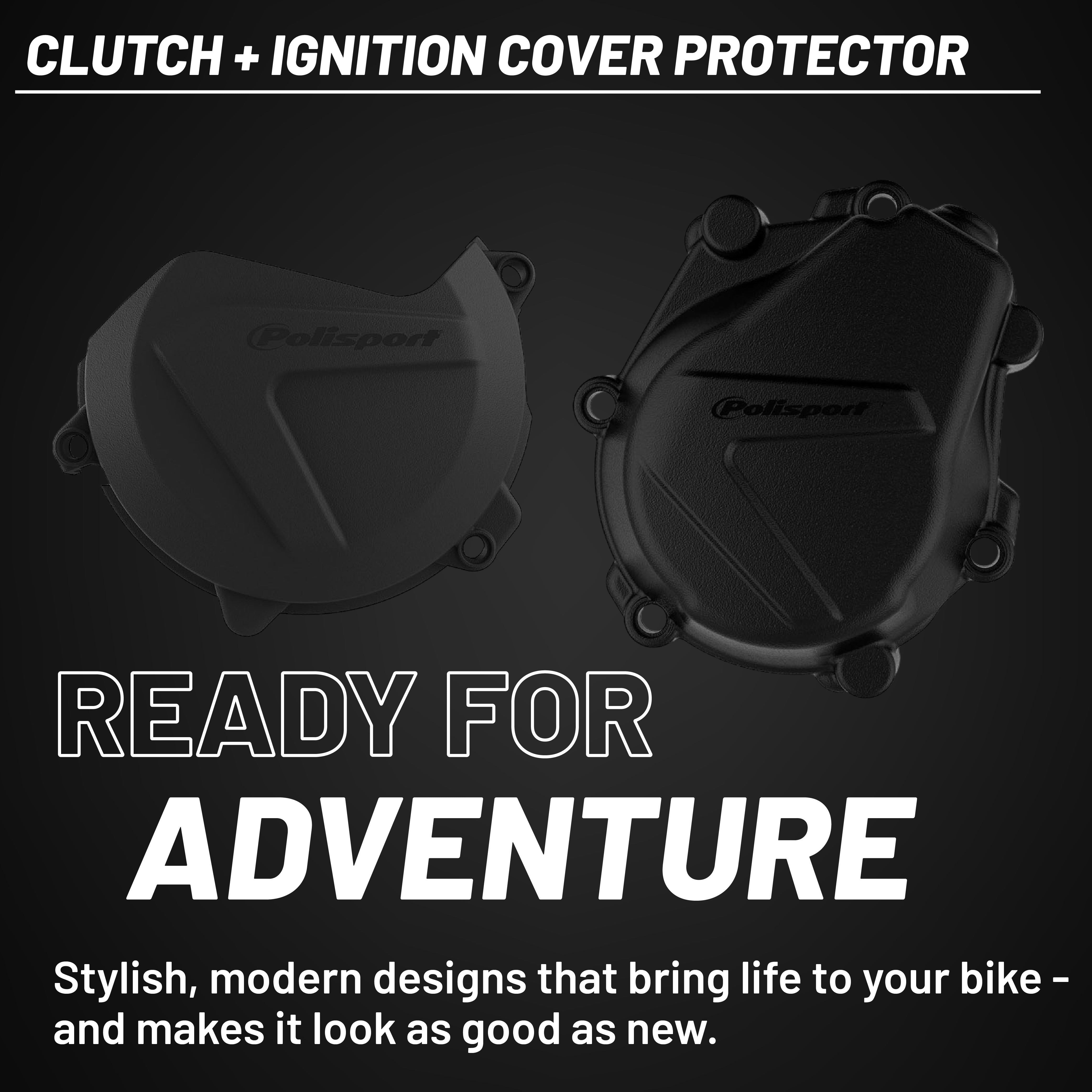 Polisport Clutch and Ignition Cover Protector Kit (Black) - Compatible with KTM and Husqvarna