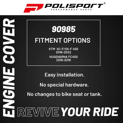 Polisport Clutch and Ignition Cover Protector Kit (Black) - Compatible with KTM  XC-F/SX-F 450 (2016-2022) & Husqvarna FC450 (2016-2018)