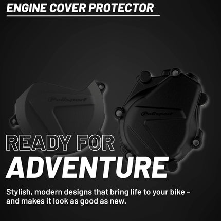 Polisport Clutch and Ignition Cover Protector Kit (Black) - Compatible with KTM  XC-F/SX-F 450 (2016-2022) & Husqvarna FC450 (2016-2018)