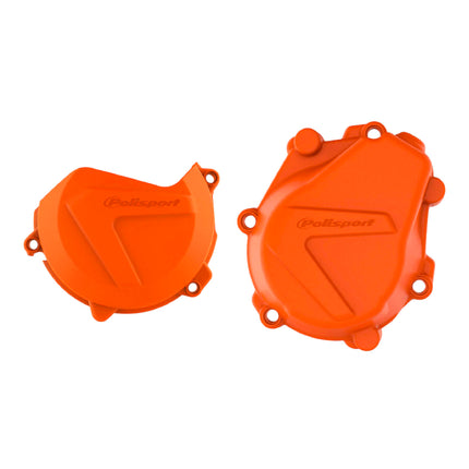 Polisport Clutch and Ignition Cover Protector Kit (Orange) - Compatible with KTM  XC-F/SX-F 450 (2016-2022)
