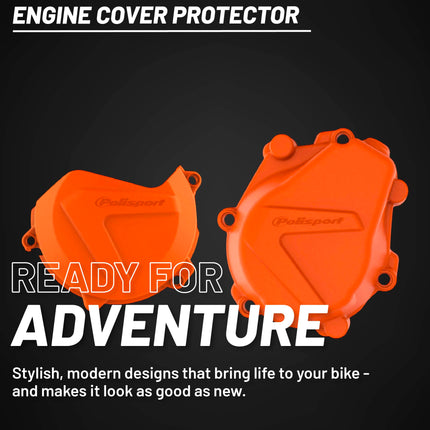 Polisport Clutch and Ignition Cover Protector Kit (Orange) - Compatible with KTM  XC-F/SX-F 450 (2016-2022)