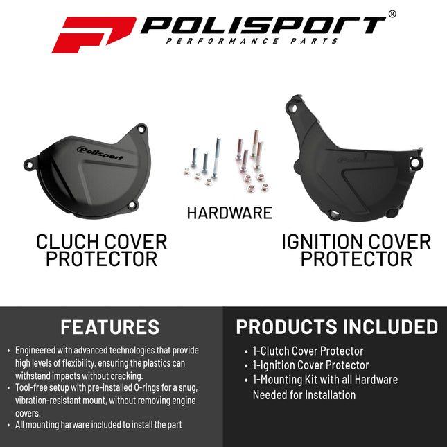 Polisport Motocross Motorcycles (MX) Engine Covers Protector Kit for KTM EXC/XCW 450/500 (2013-2016) & Husqvarna FE 450/501 (2014-2016)Dirt Bikes