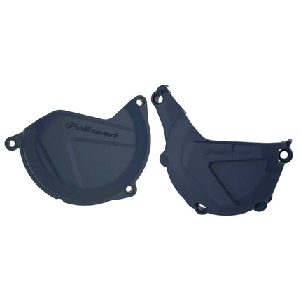 Polisport Motocross Motorcycles (MX) Engine Covers Protector Kit for Husqvarna FE 450/501 (2014-2016) & KTM EXC/XCW 450/500 (2013-2016)  Dirt Bikes - Durable PA6 Plastic Protection - Blue