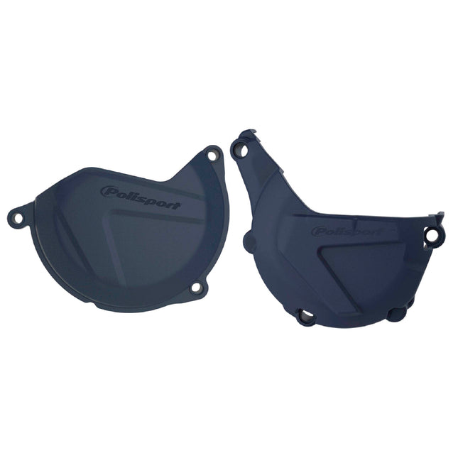 Polisport Motocross Motorcycles (MX) Engine Covers Protector Kit for Husqvarna FE 450/501 (2014-2016) & KTM EXC/XCW 450/500 (2013-2016)  Dirt Bikes - Durable PA6 Plastic Protection - Blue