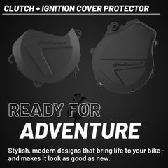 Polisport Clutch and Ignition Cover Protector Kit (Black)- Compatible with KTM