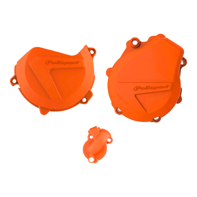 Polisport Clutch and Ignition Cover Protector Kit (Orange)- Compatible with KTM EXC-F/XCF-W 450/500(2017-2022)