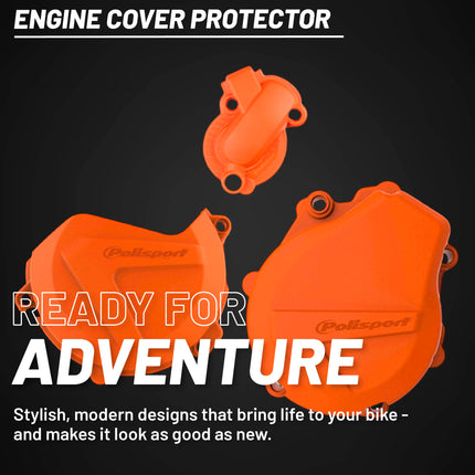 Polisport Clutch and Ignition Cover Protector Kit (Orange)- Compatible with KTM EXC-F/XCF-W 450/500(2017-2022)