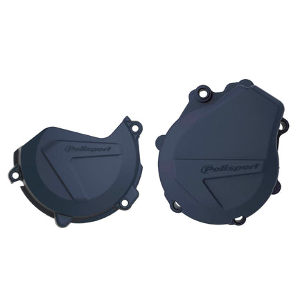 Polisport Clutch and Ignition Cover Protector Kit (Blue)- Compatible with Husqvarna FE 450/501 (2017-2022)
