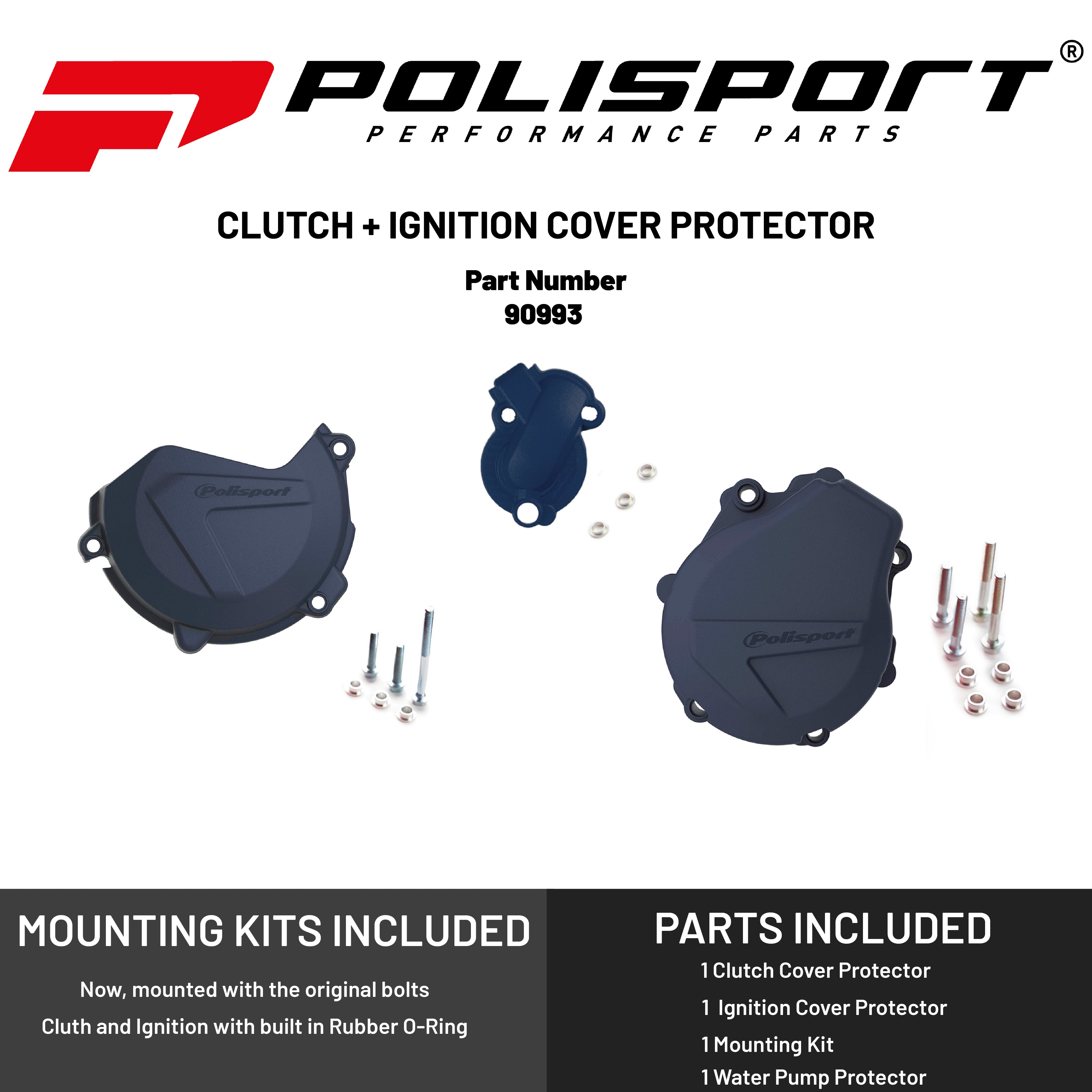 Polisport Clutch and Ignition Cover Protector Kit (Blue)- Compatible with KTM/Husqvarna