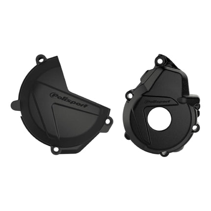 Polisport Clutch and Ignition Cover Protector Kit (Black) - Compatible with Husquvarna FE250/350(2018)