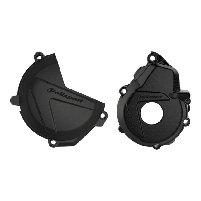 Polisport Clutch and Ignition Cover Protector Kit (Black) - Compatible with Husquvarna FE250/350(2018)