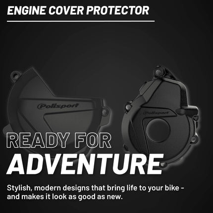 Polisport Clutch and Ignition Cover Protector Kit (Black) - Compatible with Husquvarna FE250/350(2018)