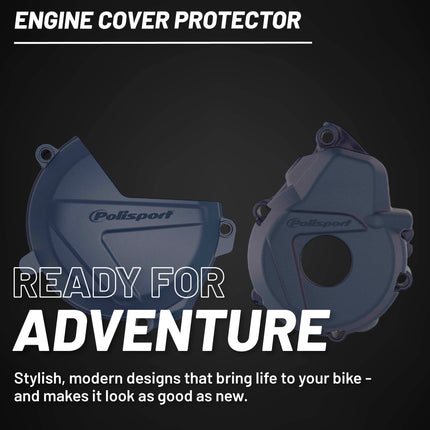 Polisport Clutch and Ignition Cover Protector Kit (Blue) - Compatible with Husquvarna FE250/350(2018)