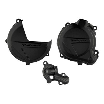 Polisport Clutch and Ignition Cover Protector Kit (Black) - Compatible with BETA RR250/300 (2013-2017) & X_TRAINER 300(2018-2021)