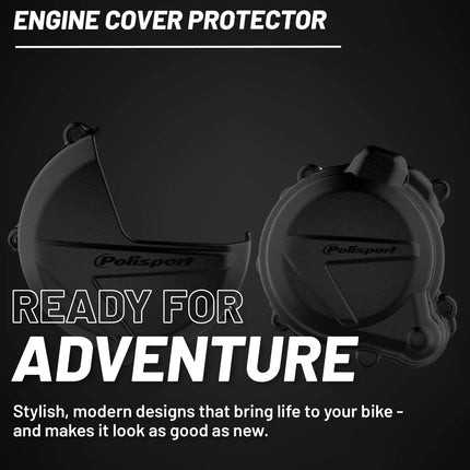 Polisport Clutch and Ignition Cover Protector Kit (Black) - Compatible with BETA RR250/300 (2013-2017) & X_TRAINER 300(2018-2021)