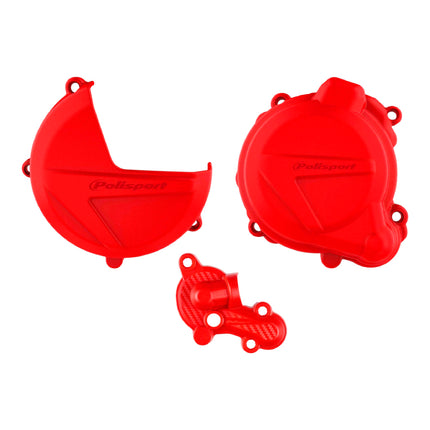 Polisport Clutch and Ignition Cover Protector Kit (Red) - Compatible with BETA RR250/300 (2013-2017) & X_TRAINER 300(2018-2021)