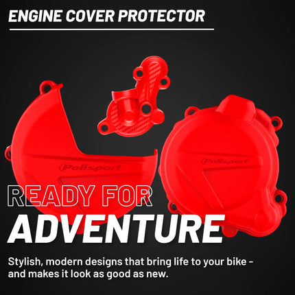 Polisport Clutch and Ignition Cover Protector Kit (Red) - Compatible with BETA RR250/300 (2013-2017) & X_TRAINER 300(2018-2021)