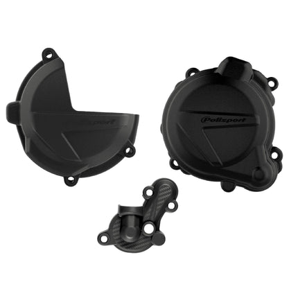 Polisport Motocross Motorcycles (MX) Engine Covers Protector Kit for Beta RR 250/300 (2018-2022) Dirt Bikes - Durable PA6 Plastic Clutch & Ignition Guards for Off-Road Riding - Black