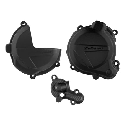 Polisport Motocross Motorcycles (MX) Engine Covers Protector Kit for Beta RR 250/300 (2018-2022) Dirt Bikes - Durable PA6 Plastic Clutch & Ignition Guards for Off-Road Riding - Black