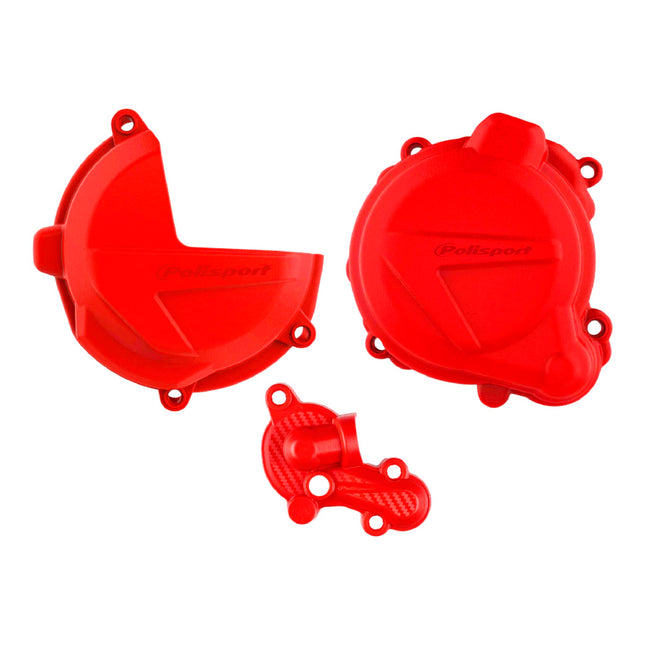 Polisport Clutch and Ignition Cover Protector Kit (Red) - Compatible with BETA RR250/300 (2018-2022)